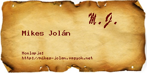 Mikes Jolán névjegykártya